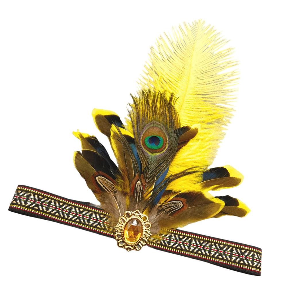 Bohemian Feathered Hairband Carnival Celebration Party Headband Adult Cosplay Hairhoop Ethnic Hairband for Theme Event