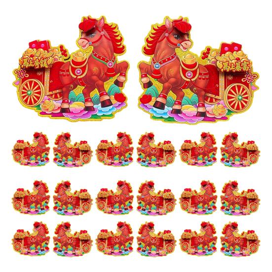 10 Pairs Chinese New Year Door Stickers Zodiac Horse Wall Decals 2026 Year of Horse Couplets for Spring Festival Home Party Decor