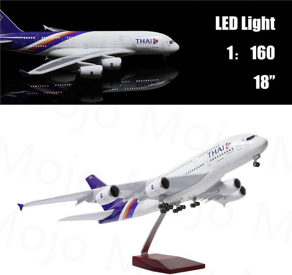 1/160 Scale Airbus 380 47cm A380 Thailand Thai Airways Diecast Model Airplane Resin Aircraft Model with light Display home decor