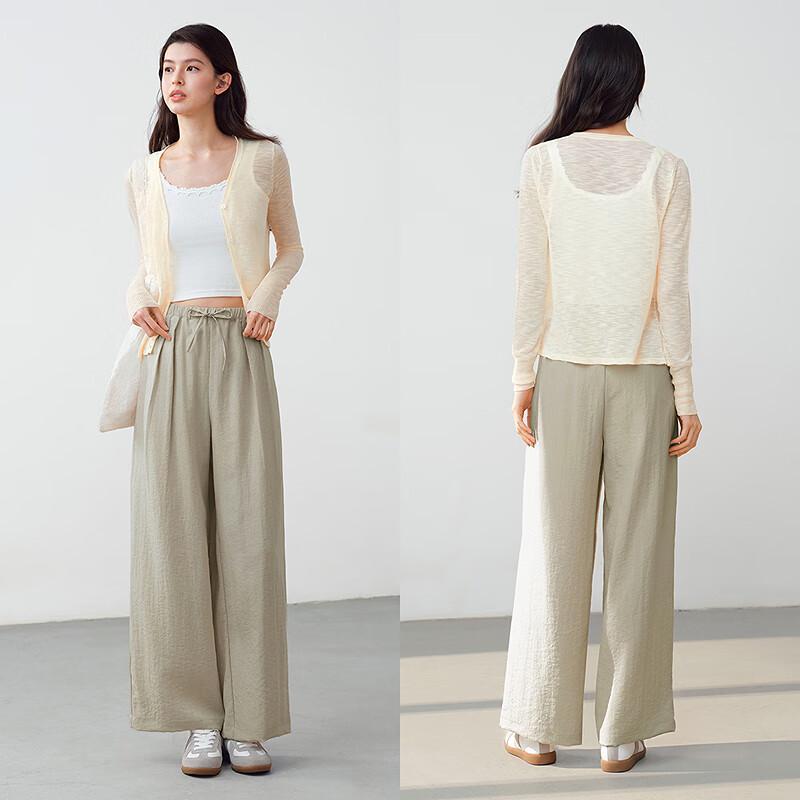 Semir Women's Relaxed Fit Textured Wide-Leg Pants