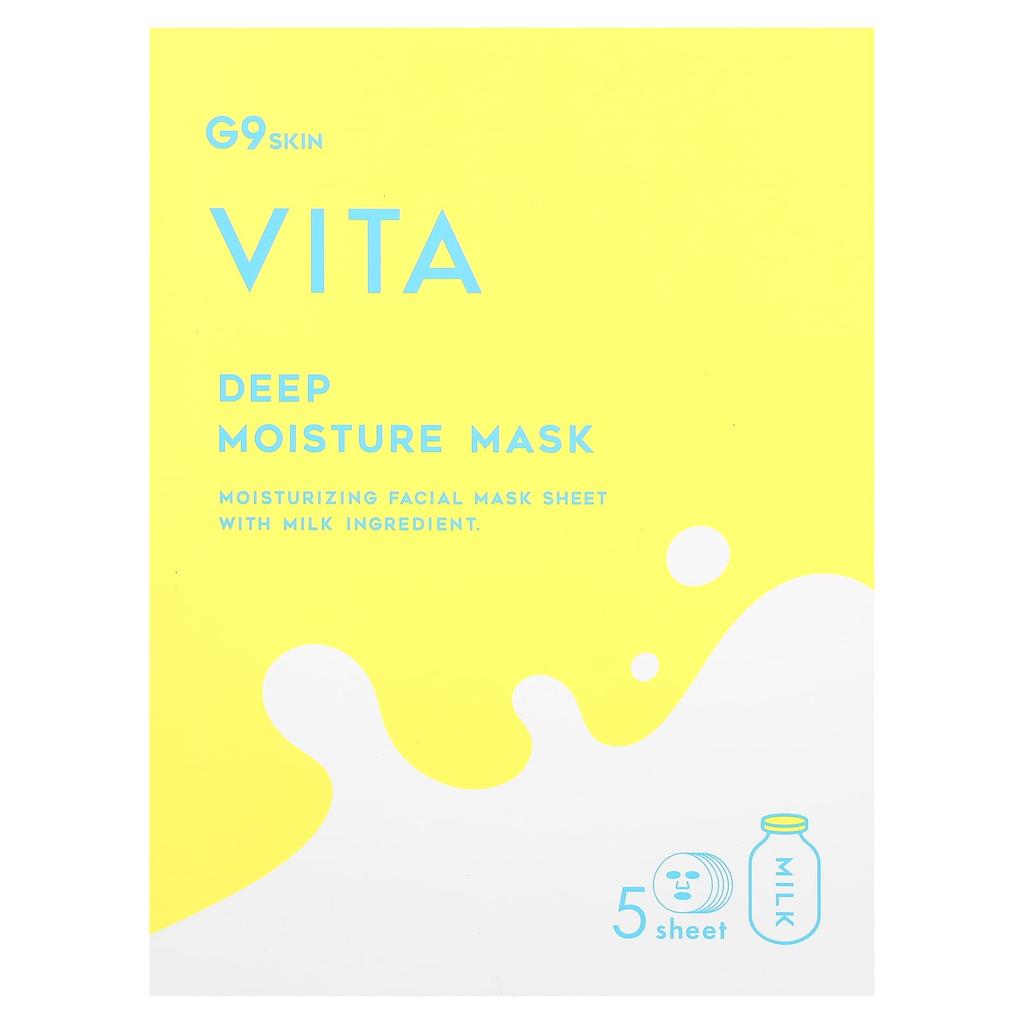 G9Skin, Vita, Deep Moisture Beauty Mask, Milk, 5 Sheets, 22Ml (0.74Fl Oz) Each