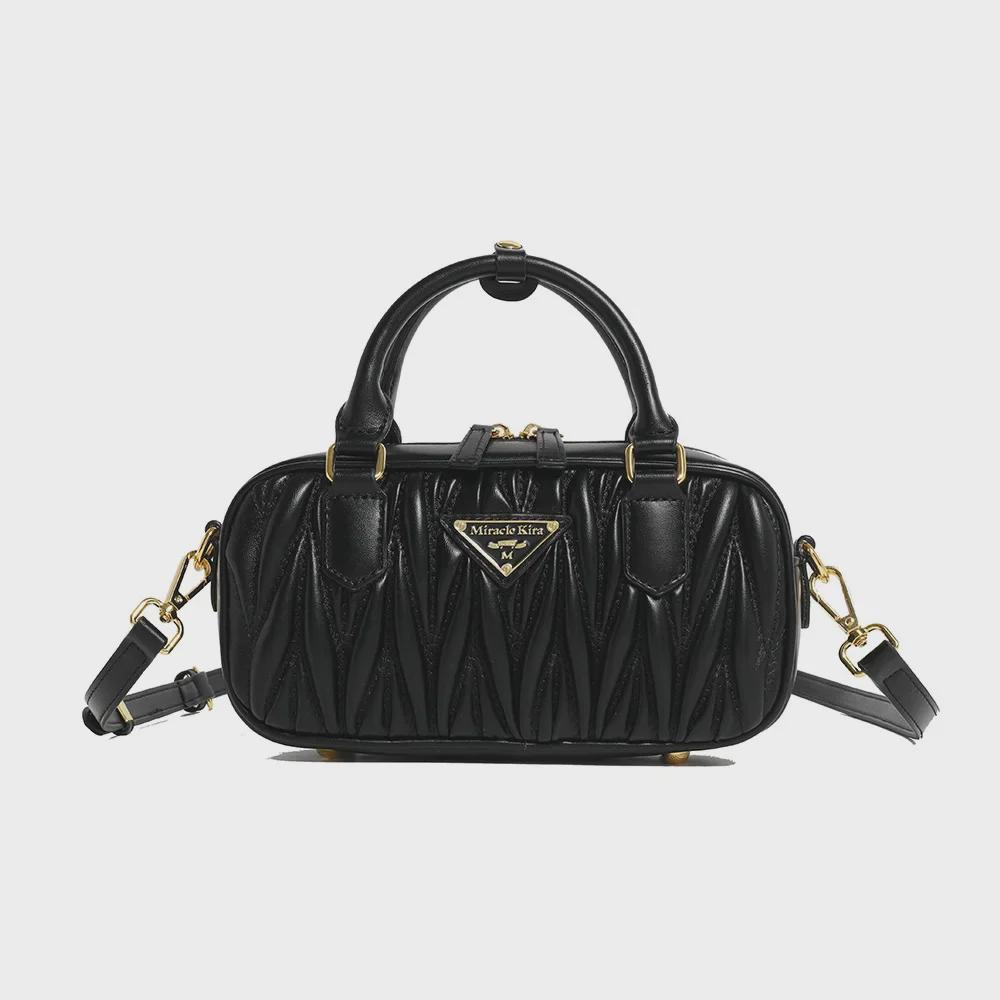 Elegant Women's Pleated Bowling Bag - Versatile, High-End Spring/Summer Handbag