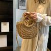 Women New Straw Handbags Woman Handmade Woven Basket Rattan Handbag For Femme Simple All-Match Handbag