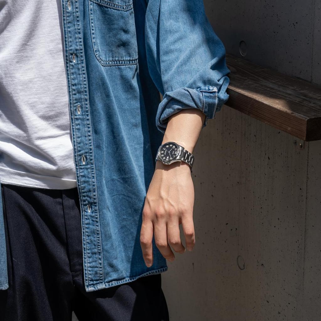 Citizen Analog Battery Date Metal Black Q&Q Men's Watch, 10-Year Life, Waterproof, Display, Band, A23A-002PK,