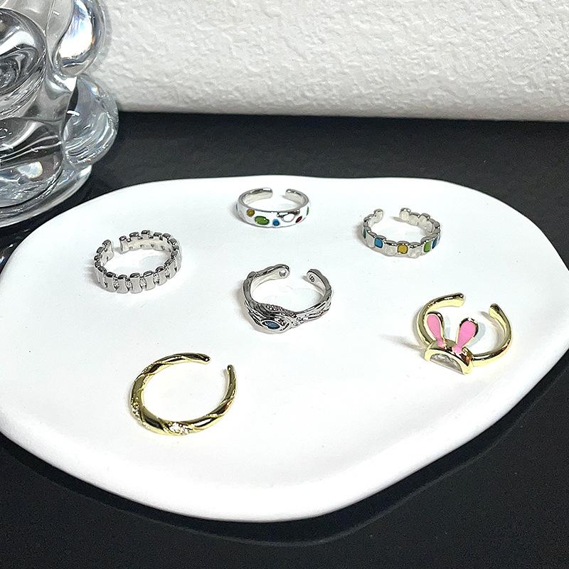 Niche Design Cold Wind Retro Open Ring Jewelry Women Dripping Oil Personality Advanced Sense Index Finger Ring