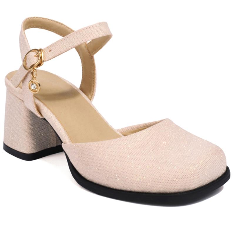 

Модные женские сандалии Летняя обувь Элегантные низкие каблуки Телесные Белые Черные Закрытый носок Обувь для вечеринки Свадебная Офисная обувь Девушки 39 розовый