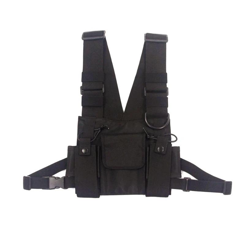 

Functional Tactical Chest Bag For Men Fashion Bullet Hip Hop Vest Streetwear Bag Waist Pack Unisex Black Chest Rig Bag