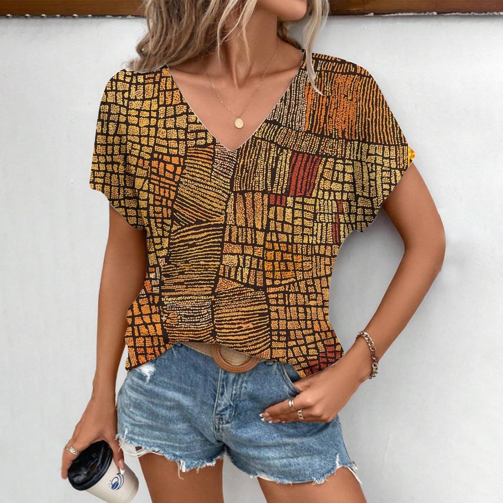 Летняя удобная женская футболка с модным западным узором пустыни и принтом для отдыха — фото 5