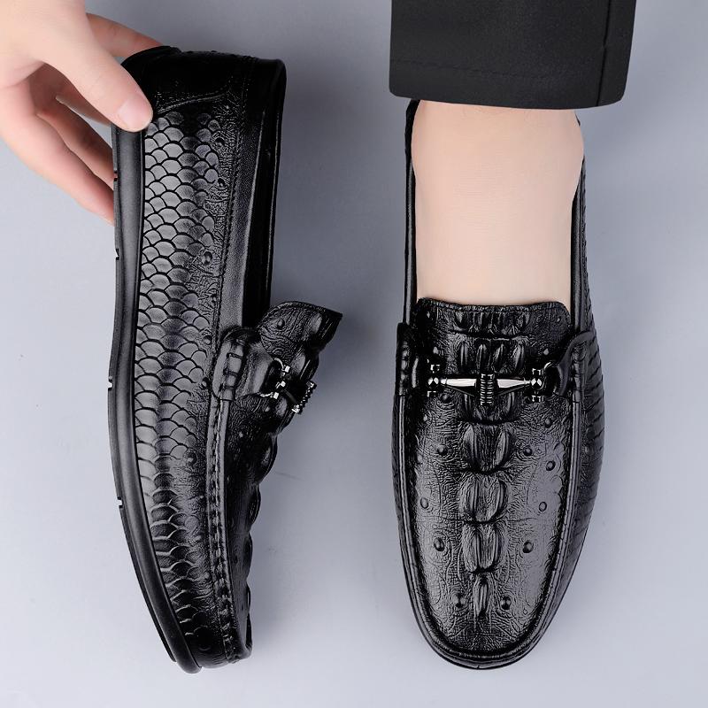 Fashion Men Loafers Real Leather Shoes Fashion Men Boat Shoes Brand Men Casual High Quality Male Flat Wedding Party Formal Leather Shoes