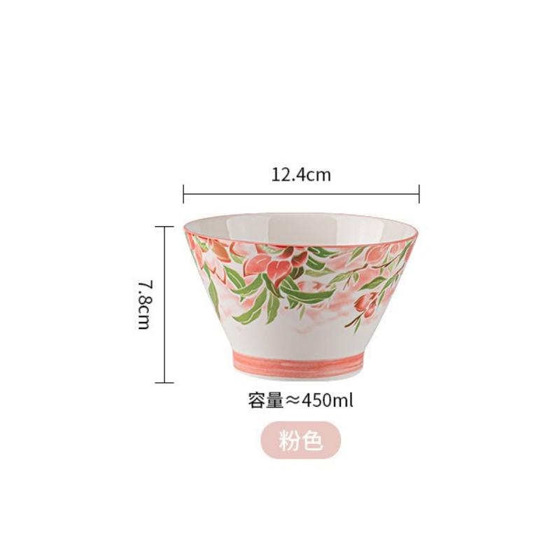 Janpanese Style Creative Ceramic Rice Bowl Colored Noodle Soup Salad Bowl Fruit Yogurt Salad Bowl Household Kitchen Tableware