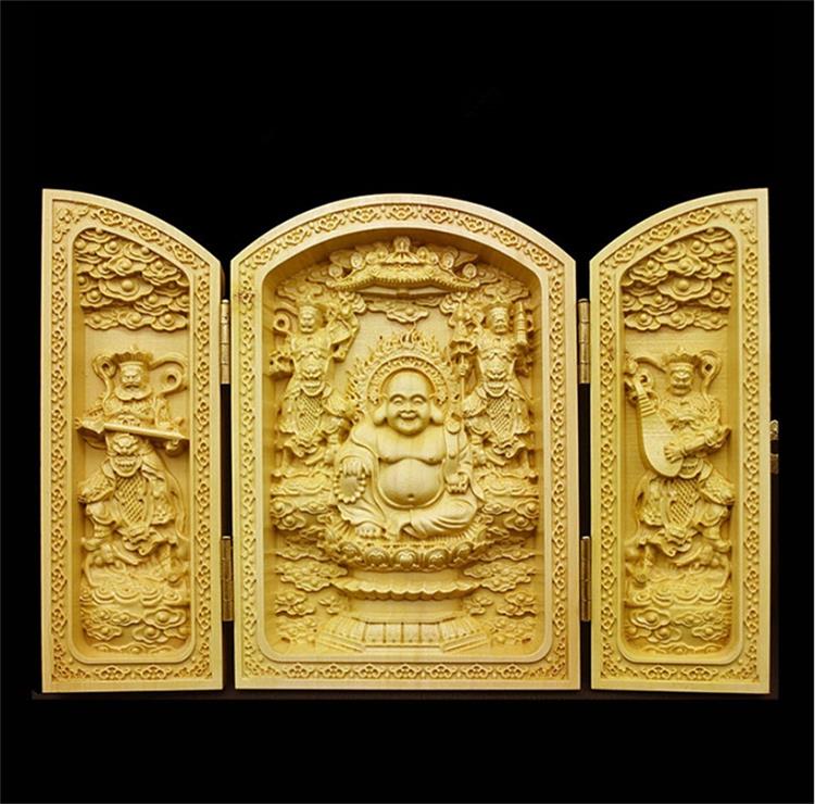 Wood Carving Guanyin, God of Wealth  Sculptures and Figurines High-quality Portable Home Room Office Wealth Luck Feng Shui Decor