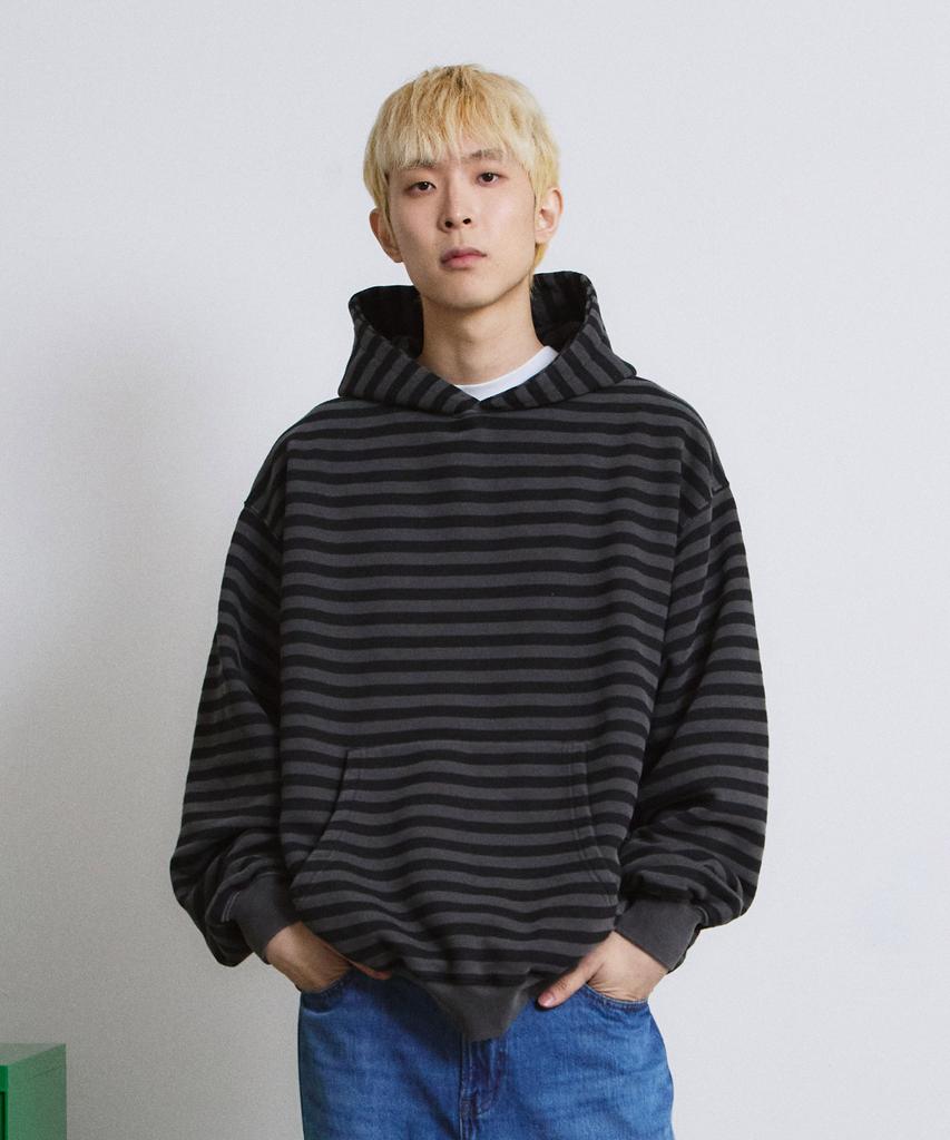 PIGMENT Dyed Stripe Line Hoodie (Charcoal)