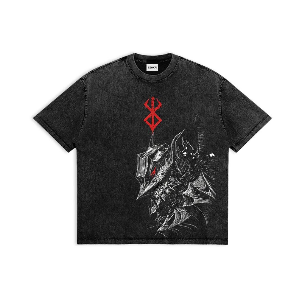 Pánské tričko s potiskem Guts z mangy Berserk Trendy vyprané oversized tričko Letní krátký rukáv Bavlněná měkká trička Topy