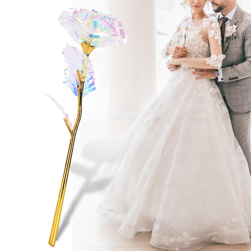 Transparent Rose Flower with LoveShaped Display Stand Craft Collection Purple Packing Box