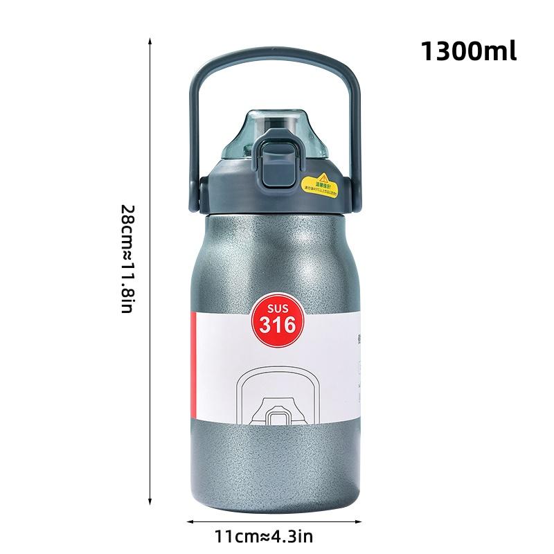 800/1300ML Thermos Cup 316 Large Capacity New Sport Insulation Bottle Outdoor Portable Stainless Steel with Straw Water Cup