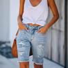 2024 Summer European and American Women's Washed Ripped Denim Shorts
