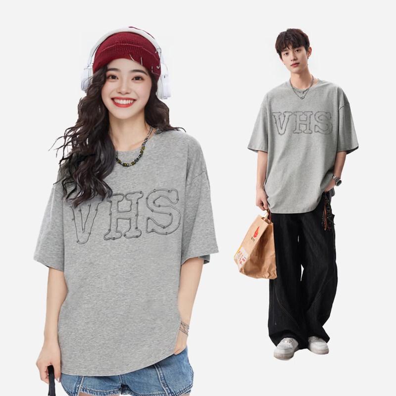 

Wei Hong Si Retro Distressed Embroidered Cotton T-Shirt XL