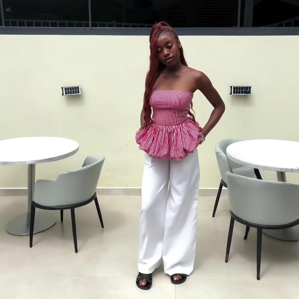 Europe, America, Africa, Tube Top, Striped Top, Trousers Set, Vacation Style Sleeveless Shirt, Straight Pants Two-piece Set