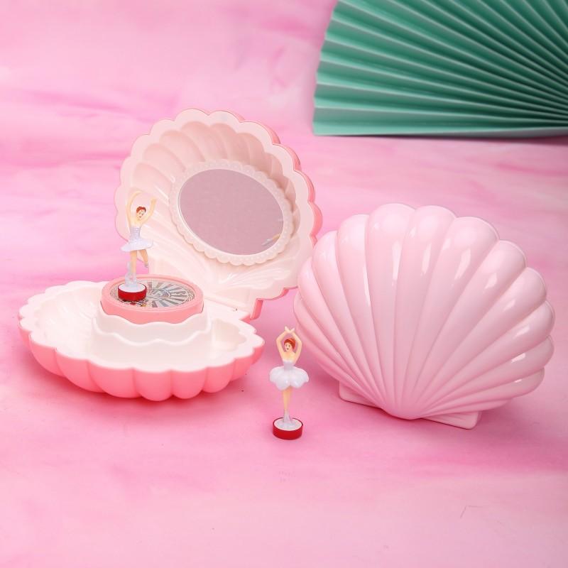 1Pc Shell Shaped Clockwork Musical Boxes Girls Dancing Ballerina Musical Box Christmas Birthday Jewelry Box Gifts Ornaments