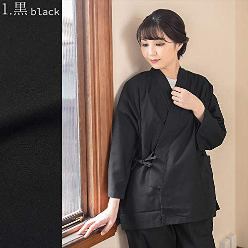 [KIMONOMACHI] Original Women's Samue (Smoke Work Clothes) - Single Item, Black, Size Small, Loungewear
