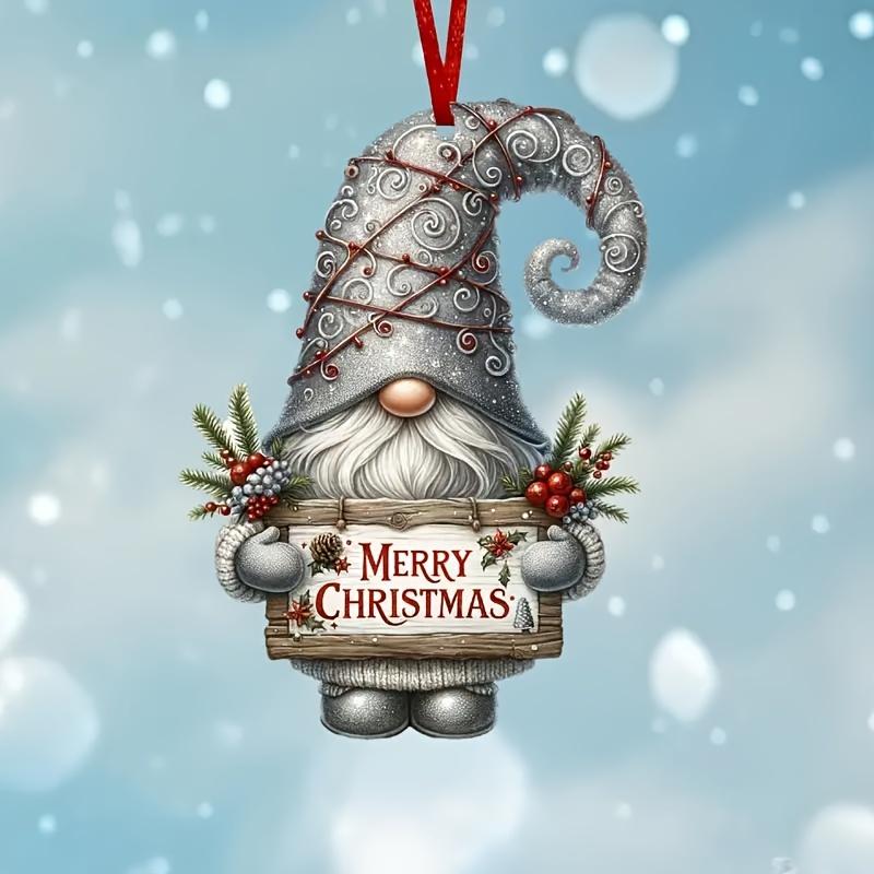 

1 шт. Классический гном, елочное украшение, праздничное подвесное украшение, декор для рождественской елки, без батареек, прочные товары для вечеринок, домашний декор