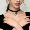 Punk Unregelmäßiger Kristall-Herz-Anhänger Leder-Choker-Halskette für Frauen Goth Ästhetik Personalisierte Accessoires Grunge Schmuck