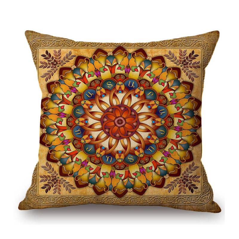 Special Sale Mandala Motif Bohemian Mediterranean Floral Plant Pattern Linen Home Decoration Pillow Case Sofa Cushion Cover Case