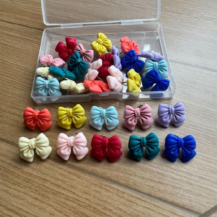 School Classroom Stationery Push Pins Push Pins Colorful Bowknot Design Bulletin Boards Wall Art Wall Mounting Tacks Set