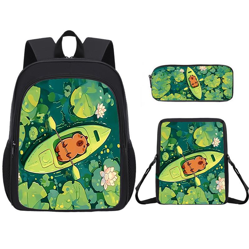 Capybara Kids Backpack And Pen Case With Lightweight Design For School And Day Trips
