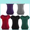 Elegant Women's Fashion Summer V-neck Short Sleeve Pleated Loose Blouse Plus Size