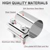 GaRhomxy 2.5 "Exhaust Clamp 304 Stainless Steel Heavy-Duty Lap Joint Band Clamp, Used for Mufflers, Catalytic Converters, Exhaust Pipes (2 Pack)