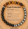 Natürliches Obsidian Tigerauge Magnetisches Stretch-Armband Verstellbares Handgefertigtes Perlen-Armband Für Wellness
