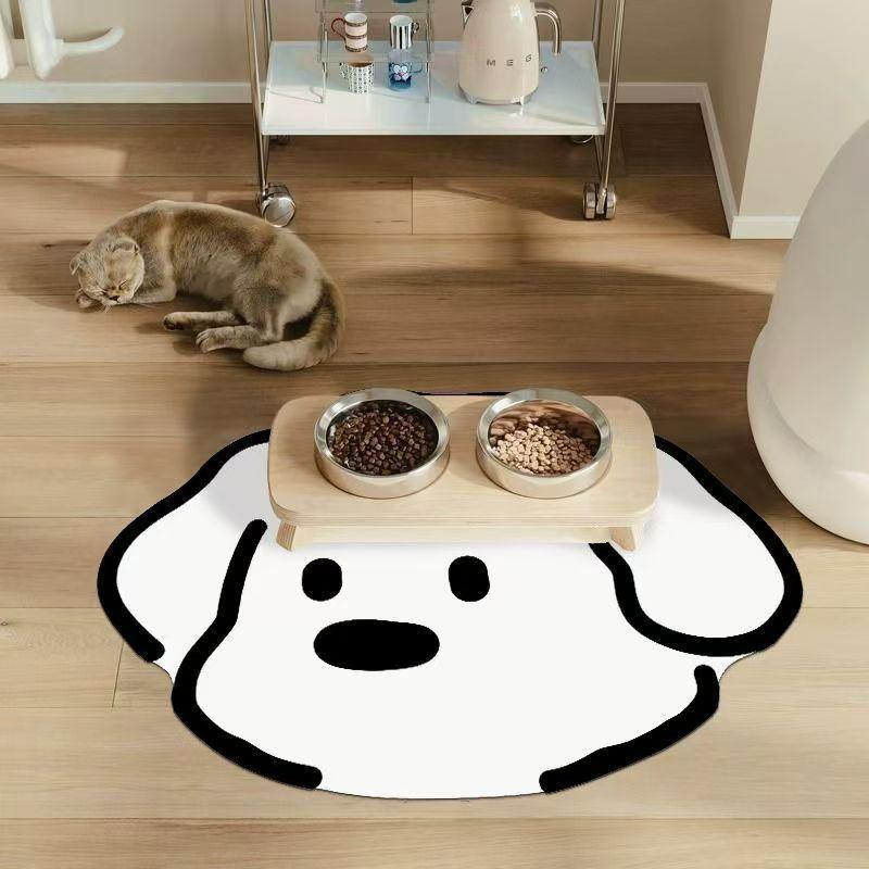 Absorbent Mud Pet Feeding Mat Cartoon for Cats and Dogs Non Slip Waterproof Placemat for Indoor Mealtime
