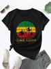 Nouveau Rasta Reggae One Love Rétro Vintage Coucher de Soleil Jamaïque Vacances T-shirt Femme Col Rond Manches Courtes Haut