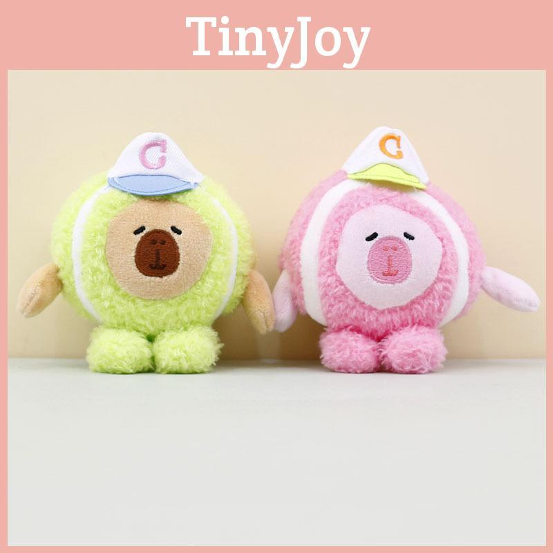 Adorable Pink Baseball Capybara Plush Toy Cute Stuffed Animal Keychain Bag Charm