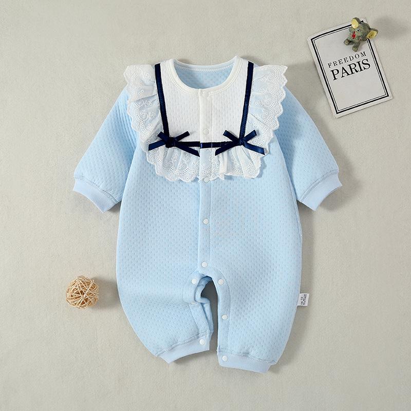 Charming Baby Girl Romper with Bow - Newborn Princess Crawling Outfit