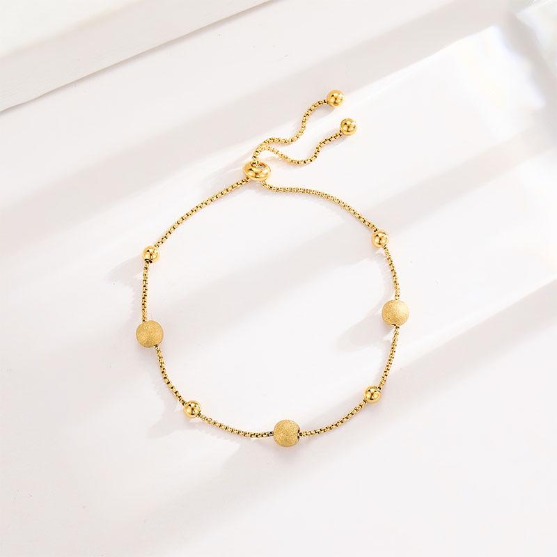 Elegant Gold Bead Titanium Steel Bracelet: Trendy, Versatile, and Chic Women's Accessory