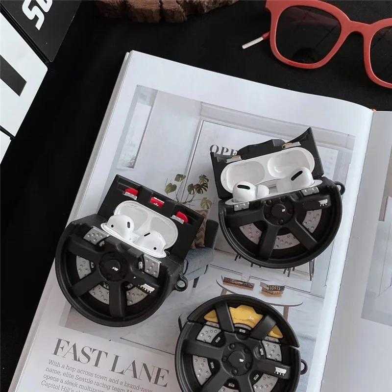3D Car Wheel Cover for AirPods 4 Case 2024 Soft Silicone Cartoon Wireless Earphone Case for AirPods Pro 2 Cover Charging Box