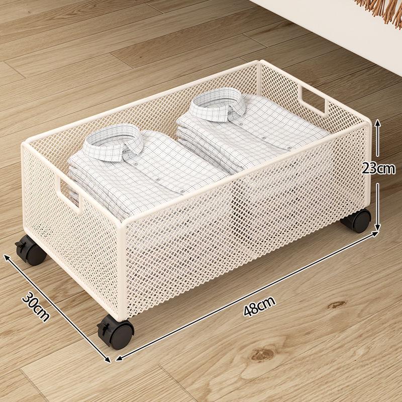 Flat Large Underbed Storage Box with Wheels - Drawer-Type Organizer for Clothes