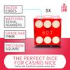 Luck Lab Grade AAA 19mm Casino Dice Razor Edge and Matching Serial Number Set of 5 Leather Dice Case (Red)