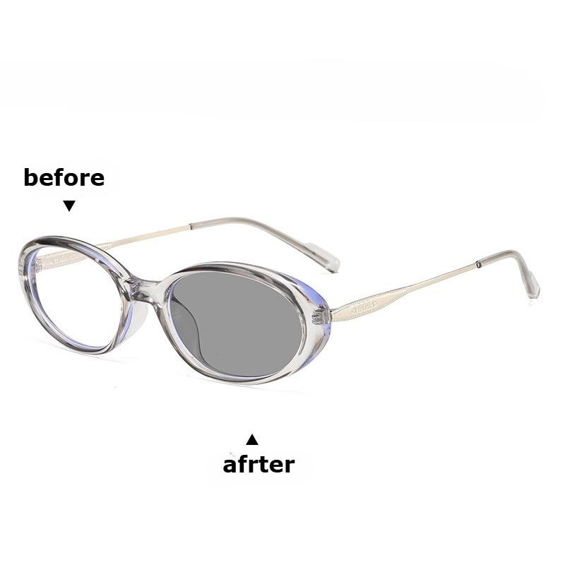2026 New Fashionable Personalized Cat Eye Photochromic Women's Reading Glasses Retro Outdoor Neutral HD Anti Blue Light Glasses