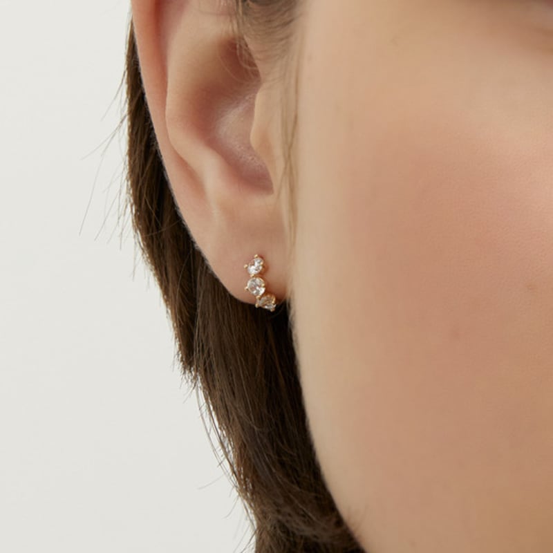 LUNNE 14k Triple Brilliant One-Touch Ring Earrings (14k Gold) #LFE21