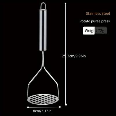 1 Stück Kartoffelstampfer aus Edelstahl Manuelle Küchenpresse für glatten Kartoffelbrei Langlebig, Komfortabler Griff, Feinmaschiges Sieb