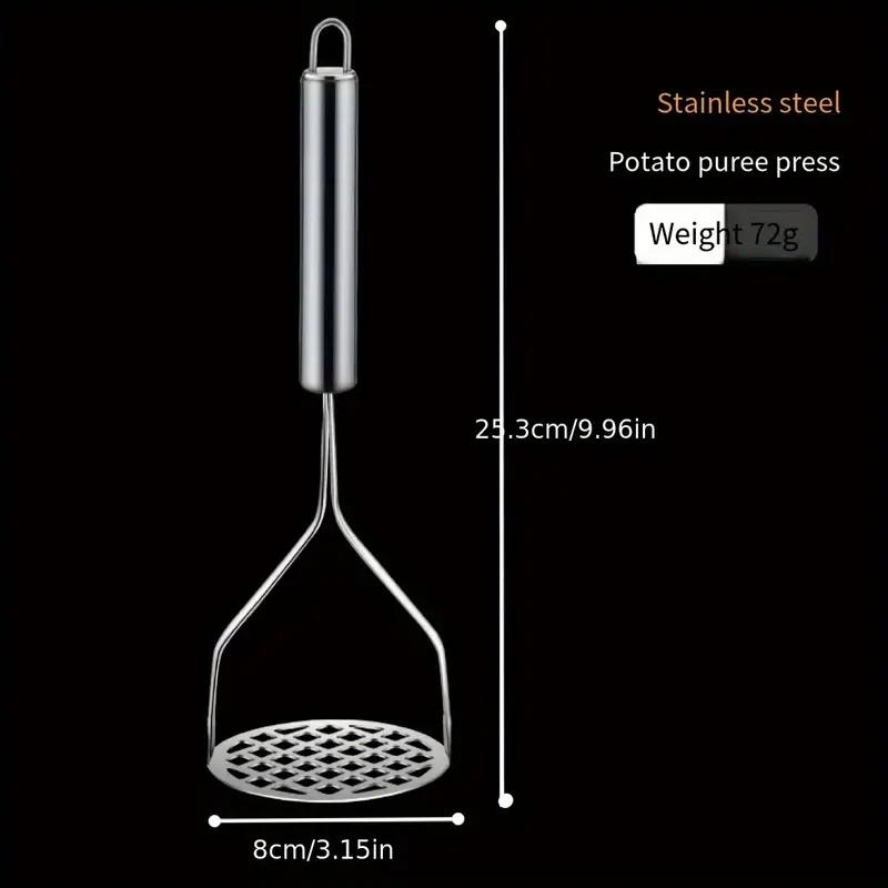 1Pc Stainless Steel Potato Masher Manual Kitchen Press for Smooth Potato Mash Durable, Comfortable Handle, Fine Mesh Filter