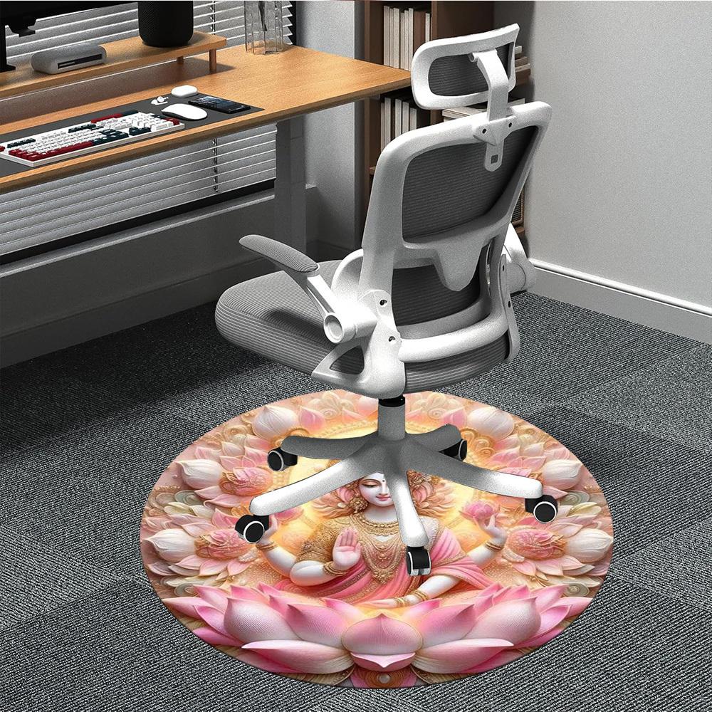 

1pc Lotus Statue Chair Carpet for Office Non-Slip Mat for Office - Decorative Floor Mat yy251030209 80cm by 80cm