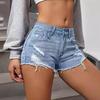 Fashion Ripped Raw Edge Jean Shorts Women Summer Sexy Skinny Hip Covering Pants Korean High Waist Slimming Denim Shorts