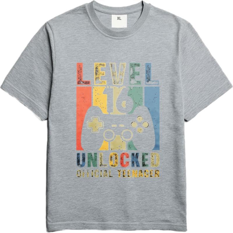 Men Brand T-shirt Oversized Summer Teenagers T-shirt Level 16 Unlocked Official Teenager Short Sleeve Soft O Neck Tee-shirt