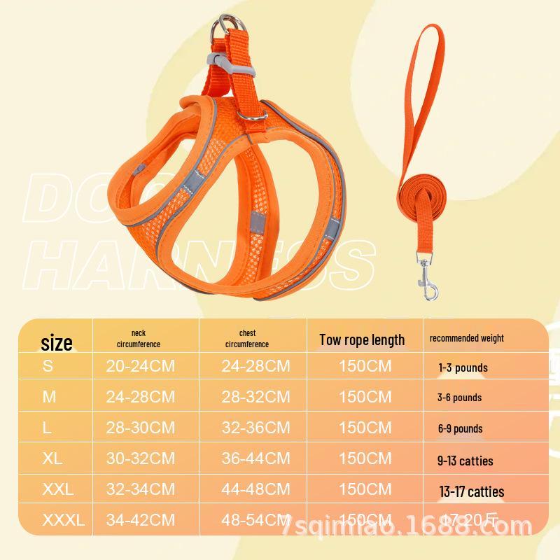 Reflective Vest-Style Pet Harness with Leash - Breathable for Cats & Dogs