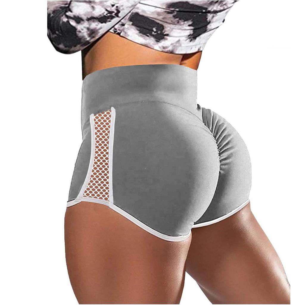 High-Waisted Tummy Control Mesh Yoga Shorts - Hip Lift Fitness Apparel
