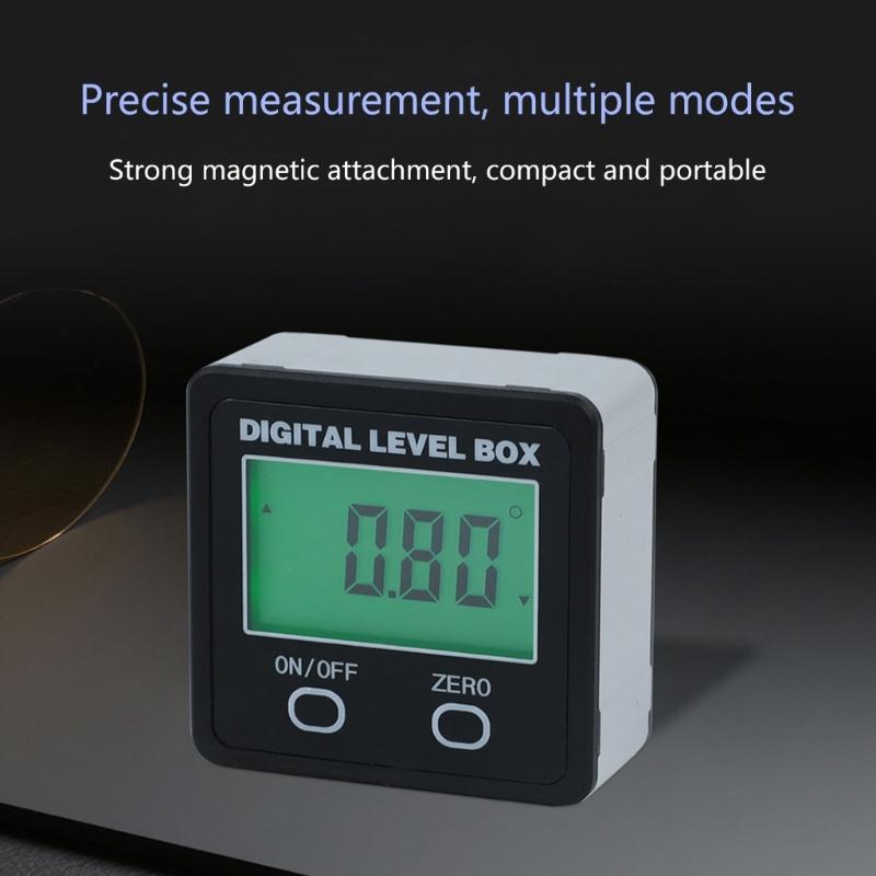 Auto Rotating Digital Angles Meter With Backlights Display Double Measurement Mode Magnetic Base For Woodworking